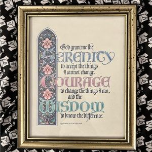 Serenity Prayer Embellished Hand Lettering Print - 9x11 - Framed